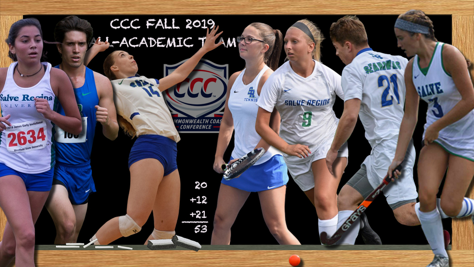 Seahawks on the Fall Academic All-Conference Team representing seven sports (l to r) - Cianna Lynch (cross country), Riley Rancourt (cross country), Andee Bender (volleyball), Lily Gorman (tennis), Kayla McLaughlin (soccer), Corey Erban (soccer), Ashley Cody (field hockey).
