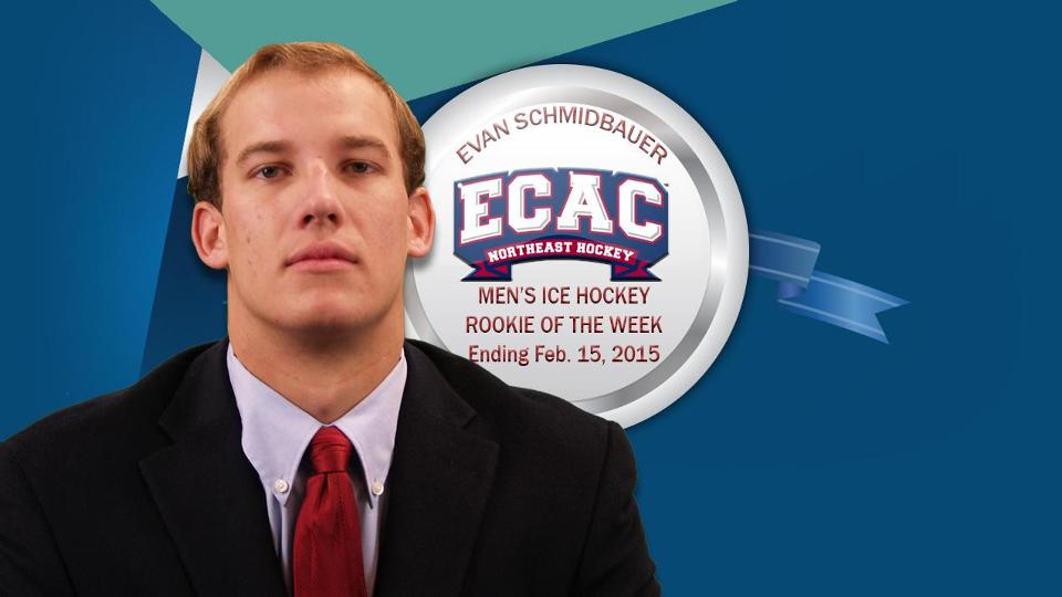 Schmidbauer owns February - three straight weeks as top rookie in the ECAC Northeast Men's Ice Hockey.