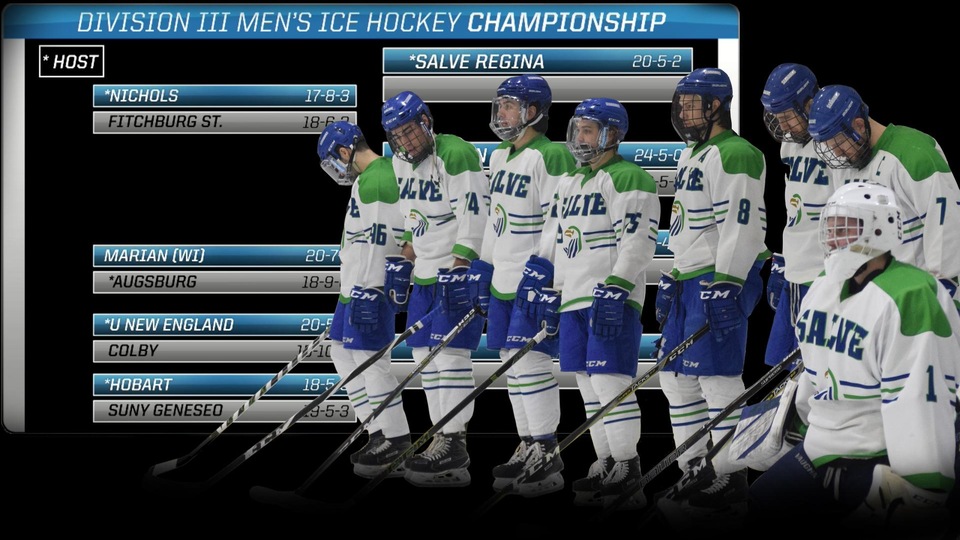 Salve Regina University men's ice hockey will host NCAA Division III Championships quarterfinal round action at the Bradford R. Boss Arena on the campus of the University of Rhode Island in Kingston. (Sat., March 17 @ 7 p.m.)