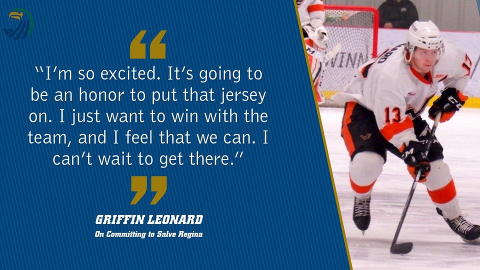 Griffin Leonard has committed to play at Salve Regina University after spending three seasons in the MJHL.
