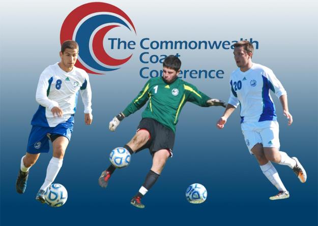 (from left to right) Weinshank, L'Heureux, and Shuman were honored by the conference for their outstanding performance in this year's CCC Championship tournament.