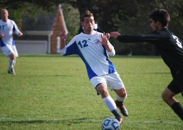 Andrew Chenard (#12) assisted on Evan Dudney's third goal of the season in a 1-0 win at Eastern Nazarene.