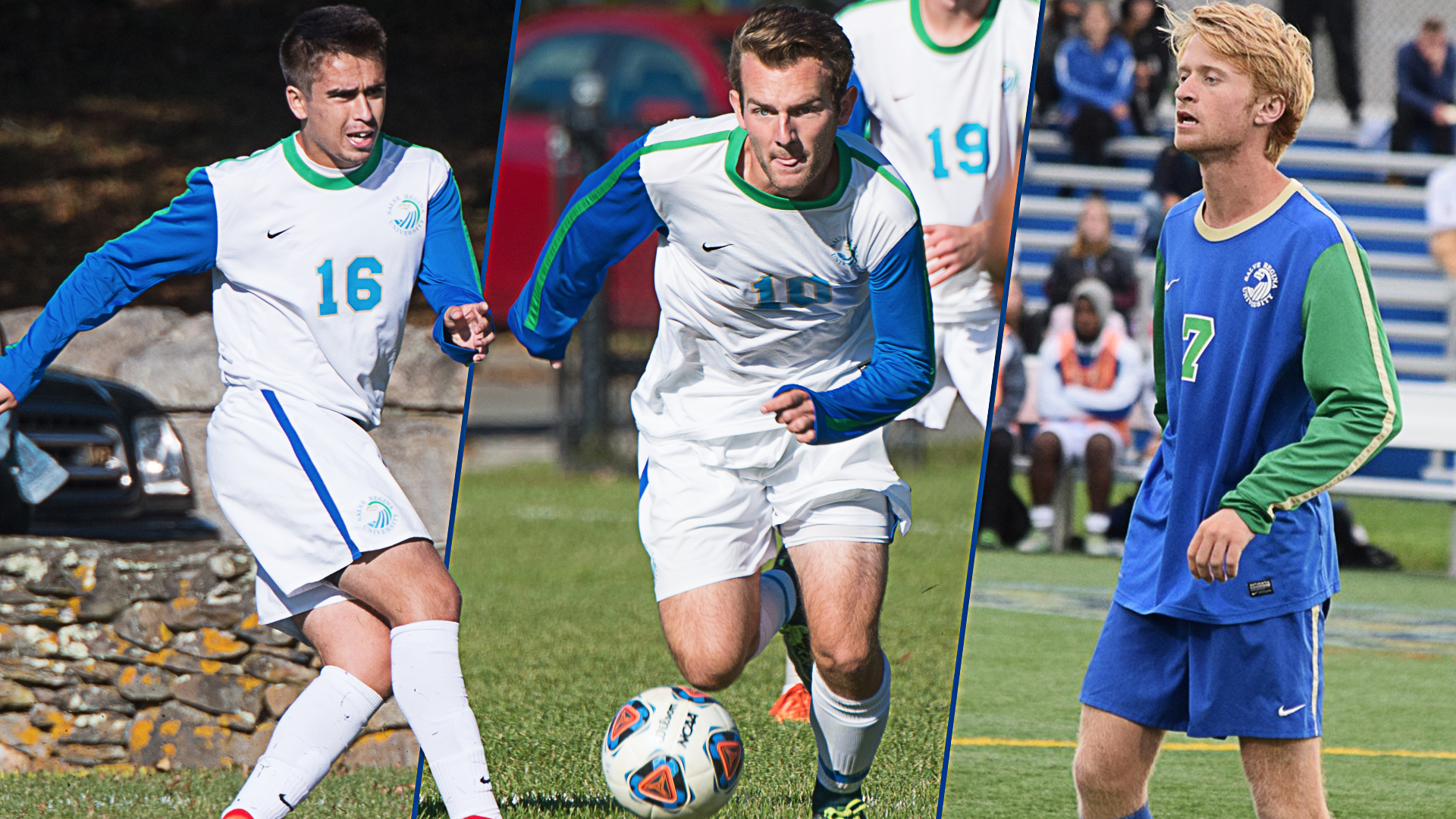 Noah Medeiros, Matthew O’Donnell, and Richard Leister (l-r) have been named Captains of the men's soccer team for the 2018 season.