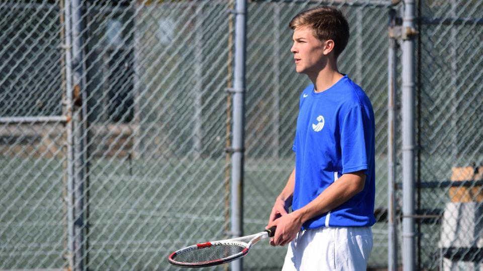 Will Masse rallied for a 3-6,6-3,6-2 victory at second singles. (Photo by Ed Habershaw)