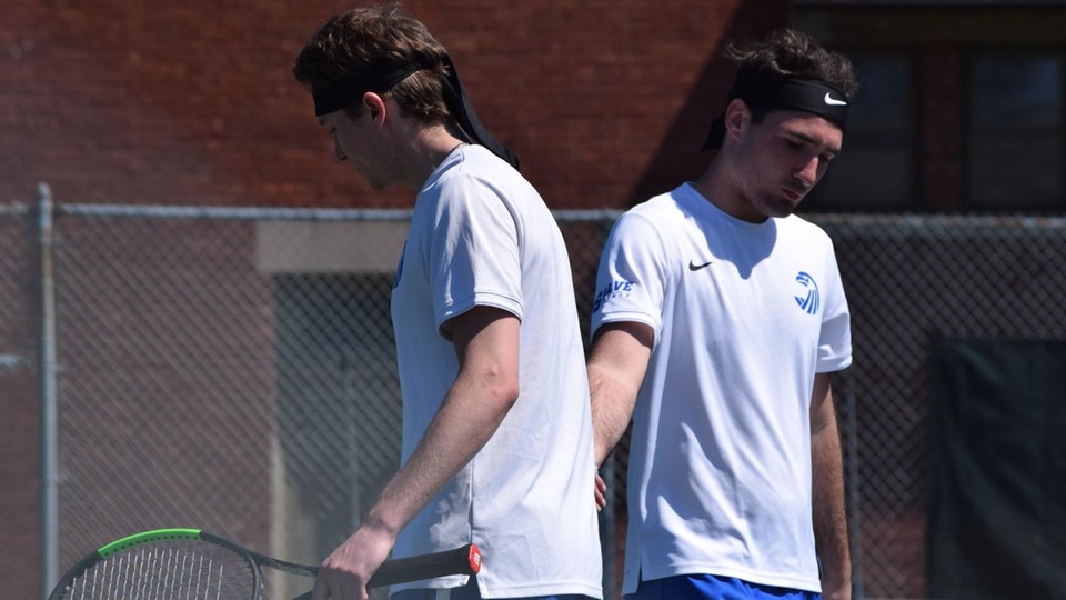 Aaron White (left) and Matthew Newfield in doubles action on Saturday. (Photo by Jennie O'Connell)