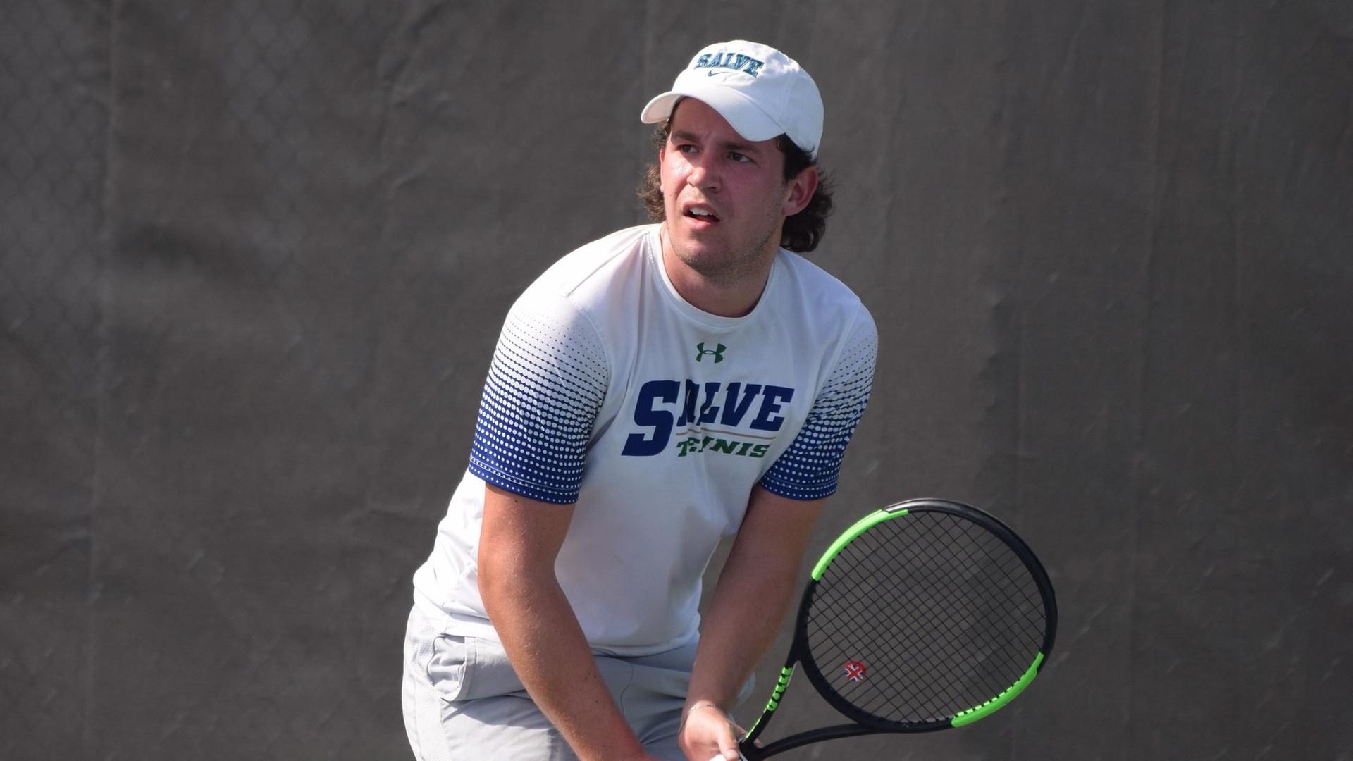 Ned Batstone competed at first doubles, with Alex Colon, and at first singles. (Photo by Ed Habershaw '03M)