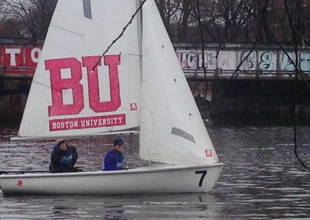 Seahawk sailors on the water in the rain