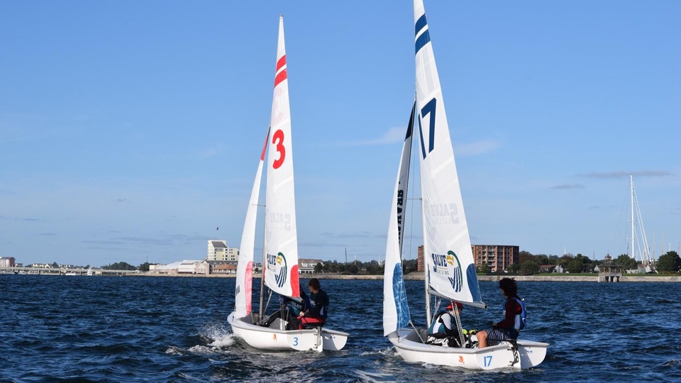 The Salve Regina University sailing team competed at three regattas on the weekend, with Caroline King and Allison Gilson taking home the best results for the Seahawks. (Photo by Andrew Pezzelli)
