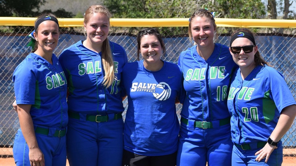 Seahawk softball seniors (l to r): Francesca Galeazzi, Kristen Hickey, Taylor Parry, Courtney Nowicki, Lindsay DelGrego