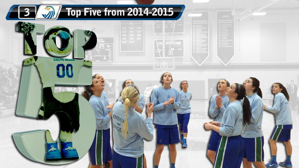 Top Five Flashback: Women's Basketball #3 - Great team effort in 11-point road win at Western New England (January 20, 2015).