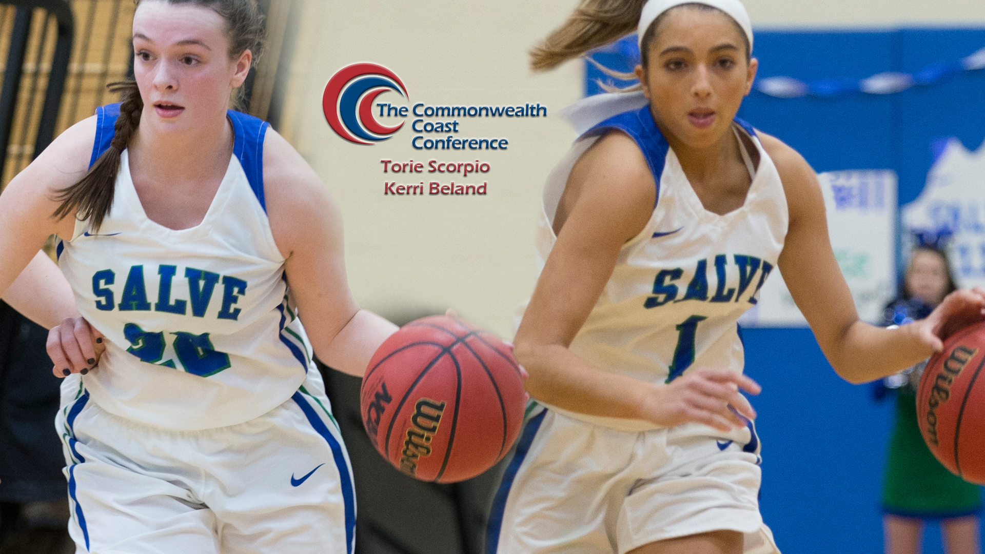 Kerri Beland (left) and Torie Scorpio were both selected to the All-CCC women's basketball teams by the league's head coaches. (Original photos by Rob McGuinness)