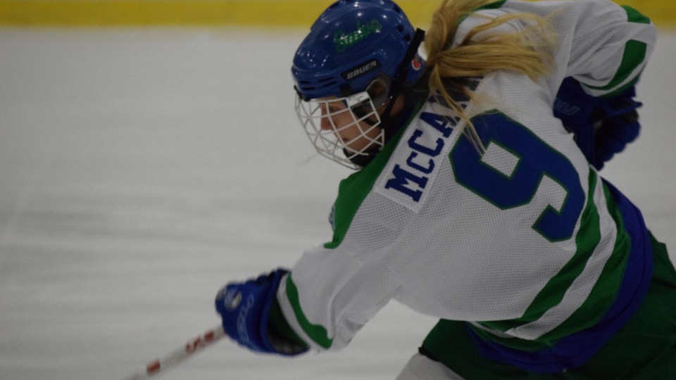 Maddie McCann nets two including penalty shot. (Photo by Ed Habershaw)