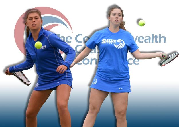 Emma Gruber (left) was voted to the All-CCC Second Team Singles while Elizabeth DiFilippo earned her second honorable mention singles in four seasons.