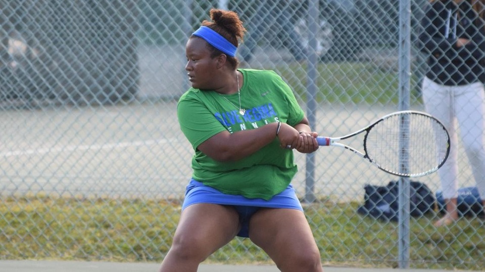 Priscilla Gaspard prepares for a backhand. (Photo by Ed Habershaw)