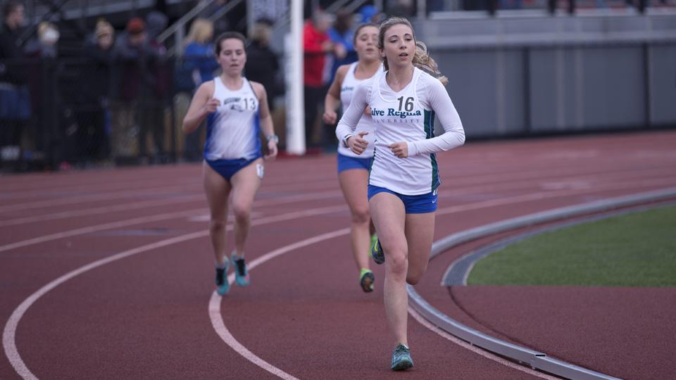 Sophomore Alex Demeo broke the Salve Regina women's track and field record for 10,000m with a time of 39:08.60. (Photo by Jen McGuinness)