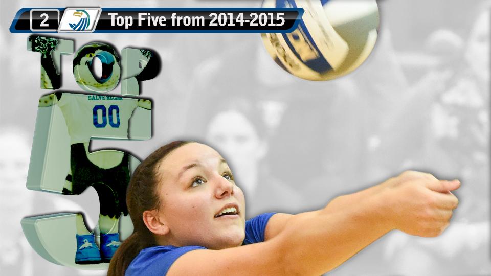 Top Five Flashback: Women's Volleyball #2 - Salve Regina rallies for classic five-set victory (November 6, 2014).