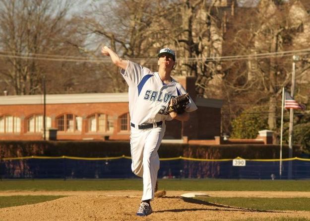 Cory Poplawski allowed three earned runs in Saturday's loss to Suffolk. (Photo by Andrew Pezzelli)