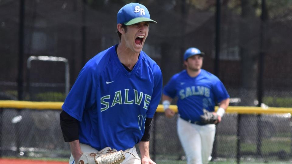 Will Ginsberg reacts after striking out Ronald Medina to strand the bases loaded in the top of the sixth with the Giants trailing 4-0. First baseman Sean O'Malley, who hit a three-run homer in the first, follows Ginsberg to the Seahawk dugout. (Photo by Andrew Pezzelli)