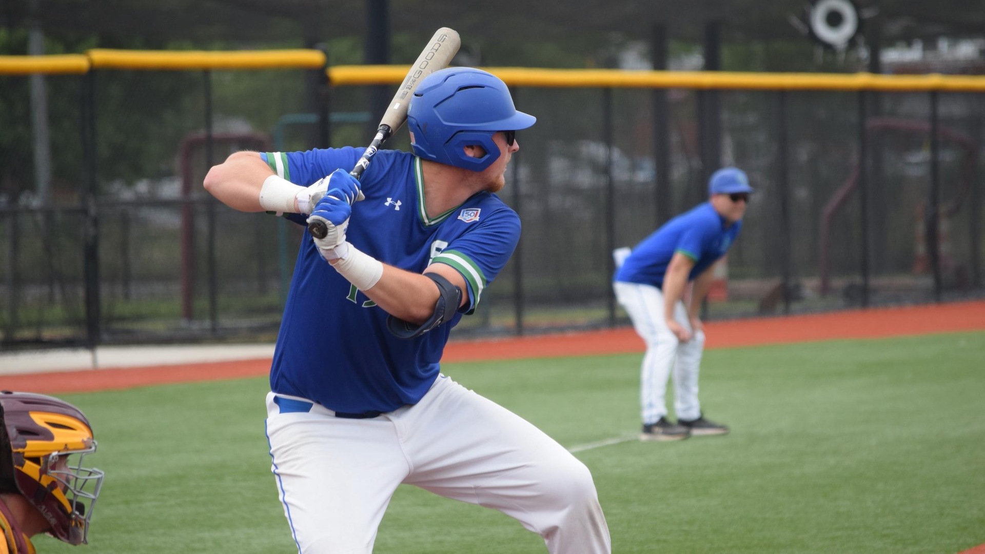 Tyler Cannoe smacked a first-inning home run (his third in last two games) and a second-inning double to drive in five runs as Salve Regina took an early 6-0 lead. (Photo by Ed Habershaw '03M)