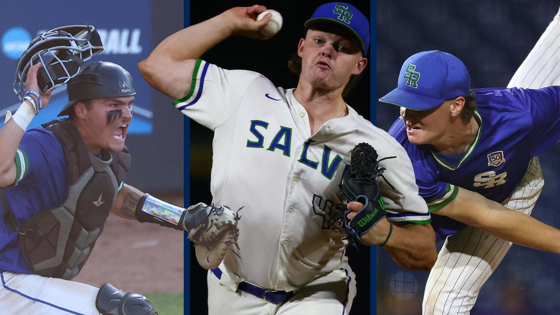Seahawks on the Division III College World Series All-Tournament Teams (l to r): Brady Smolinski, Sean Mulligan, Kyle Carozza. (All images courtesy of Ryan Coleman of D3PHOTOGRAPHY.COM)