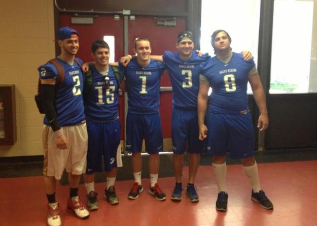 The Salve Regina football team participated in the third annual Dodgeballin' for Kids fundraiser in support of the Boston Marathon tragedy.
