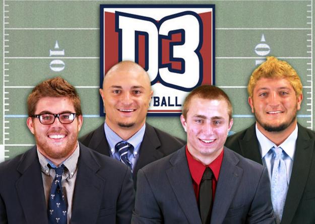 (from left to right) Shafer, Shubert, Terio, and Iskra each earned a spot on the D3football.com All-East Region Team.