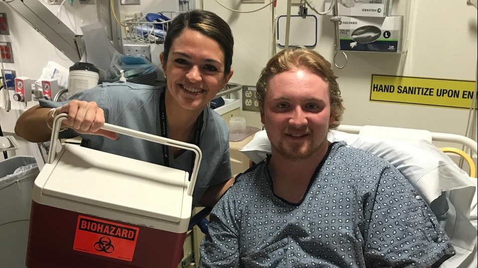 Patrick McGroarty of the Salve Regina football team donated bone marrow to help save a life after he was found to be a match through the "Be the Match" drive the team hosts annually.