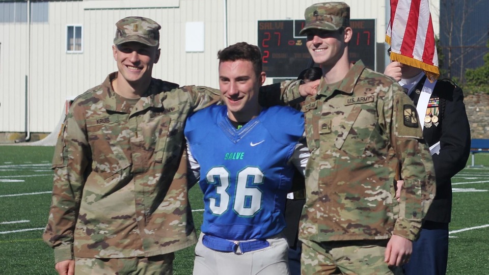 Sophomore running back Benjamin Cortes (#36) inducted into the ROTC program.