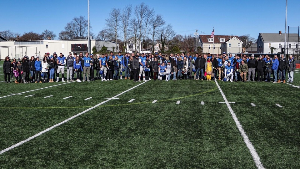 Salve Regina honored its seniors before the game with a special ceremony on the field (Photo by George Corrigan).