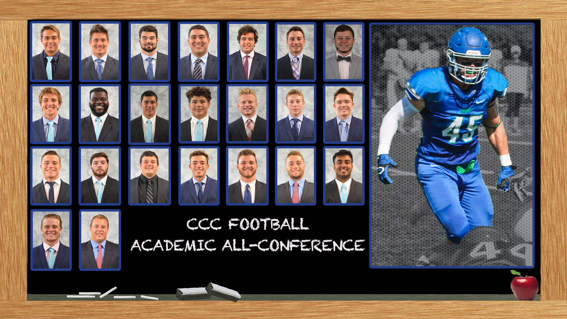 23 members of the Salve Regina football team were named to the Academic All-Conference team for the Commonwealth Coast Football Conference.
