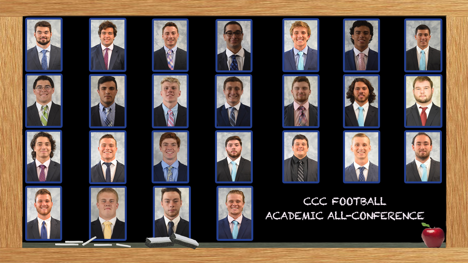 25 members of the Salve Regina football team were named to the Academic All-Conference team.