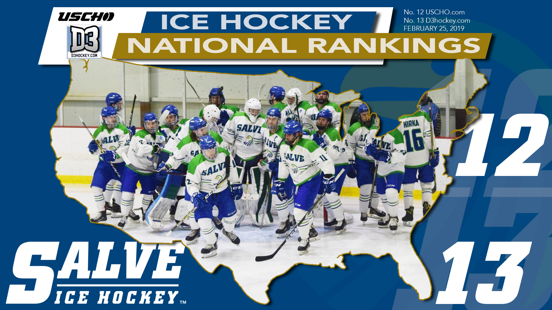 Salve Regina ranked 12th/13th ahead of this weekends Commonwealth Coast Conference (CCC) Championship game.