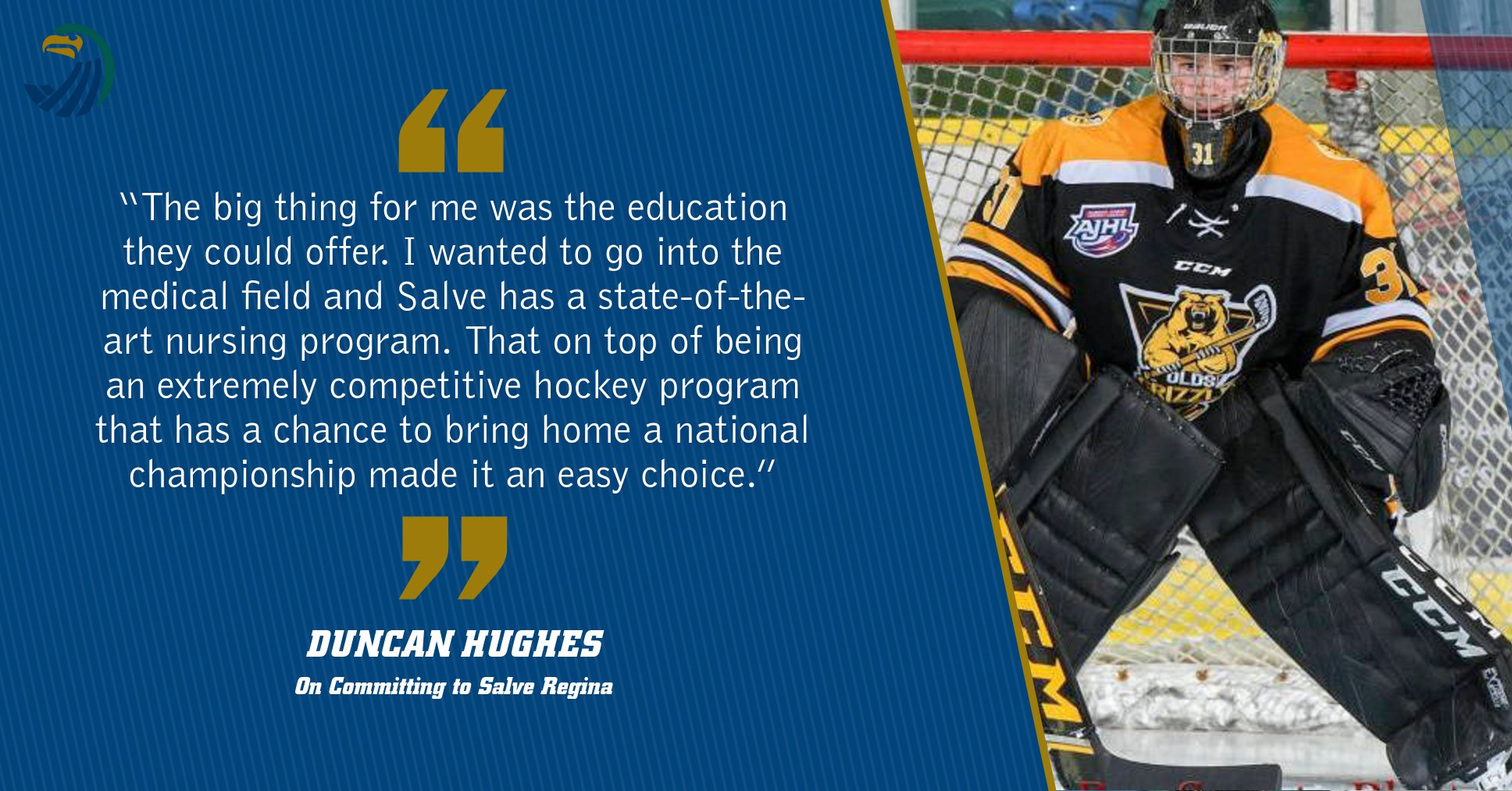 Duncan Hughes has committed to play at Salve Regina after three seasons in the AJHL.