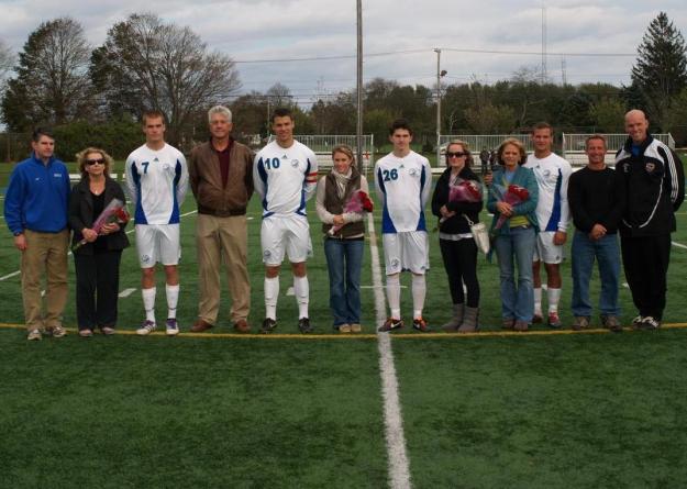McAllister, Jentgen, Camarda, and Knoth were each honored before the game