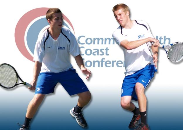 Colin Gunning (left) joined senior teammate Aaron Isch as a doubles pair on the Commonwealth Coast Conference (CCC) All-League Team while Isch also was selected to the second team singles.