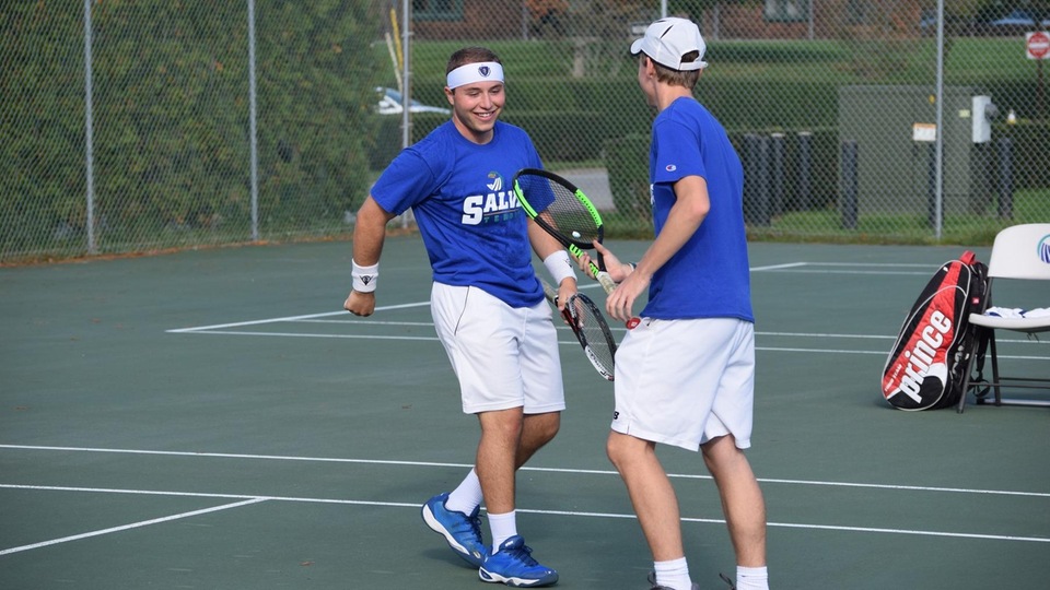 Trevor Jones and Will Chasse improve to 4-2 on the season in doubles, including their first victory at the second spot. (Photo by Ed Habershaw)