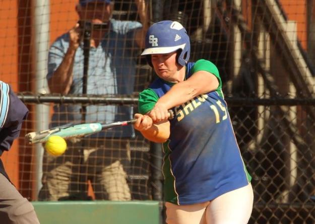 Jillian Quintana ends the play in game against Gordon with a sacrifice fly to give Salve Regina a 8-0 victory.