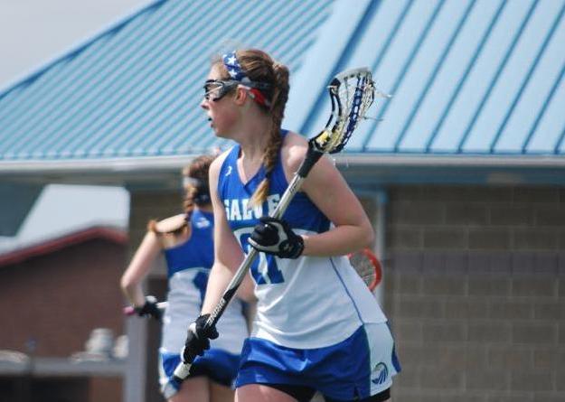 Sarah Woods led the Seahawks with three goals in SRU's 14-9 loss to WNE.