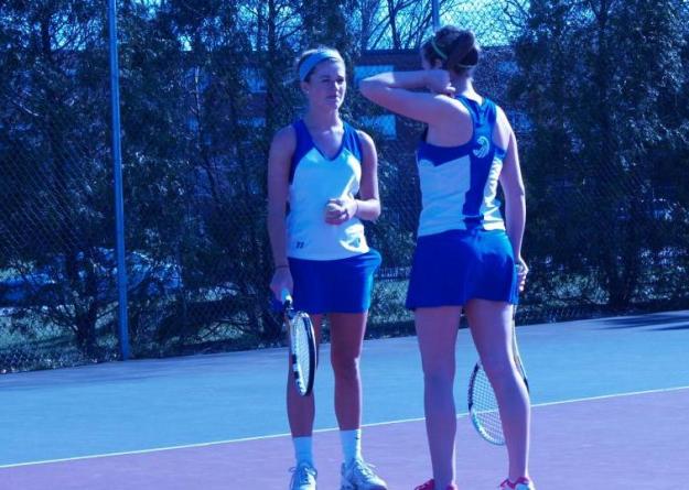 Erica Shay (left) and Nichol Stevens rallied for four straight wins at third doubles before falling 8-4 at Springfield.