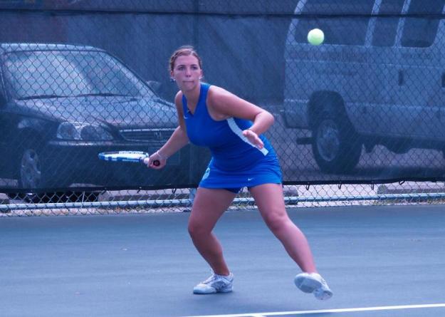 Freshman Kasey Walther battled senior Tracy Klein at No. 1 singles to no conclusion as the Hawks ended the CCC playoff contest with wins in five other matches.