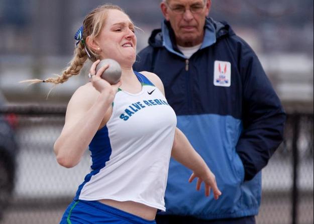 Ellen Gensicki had a seasonal best in the shot put on Saturday at the Corsair Classic Invitational. (Photo by Jen McGuinness)