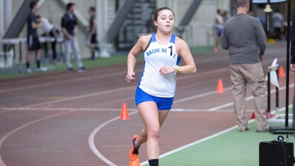 Sophomore Victoria Varone won the 1500 meter race in first competition of the women's outdoor track and field season. (Photo by Jen McGuinness)