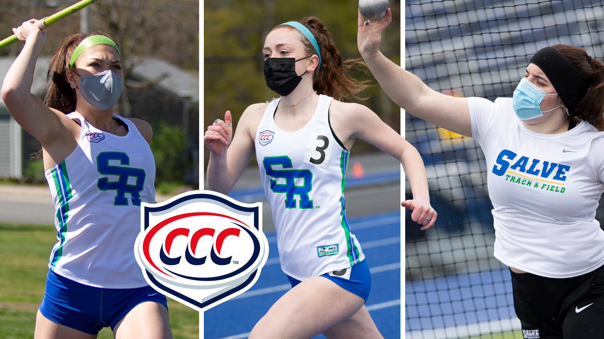 Three Seahawk individuals recognized as All-CCC performers (l to r): Courtney Collibee, Mary Kate Scalzulli, Jenny Silva. (Photos by Jen McGuinness)