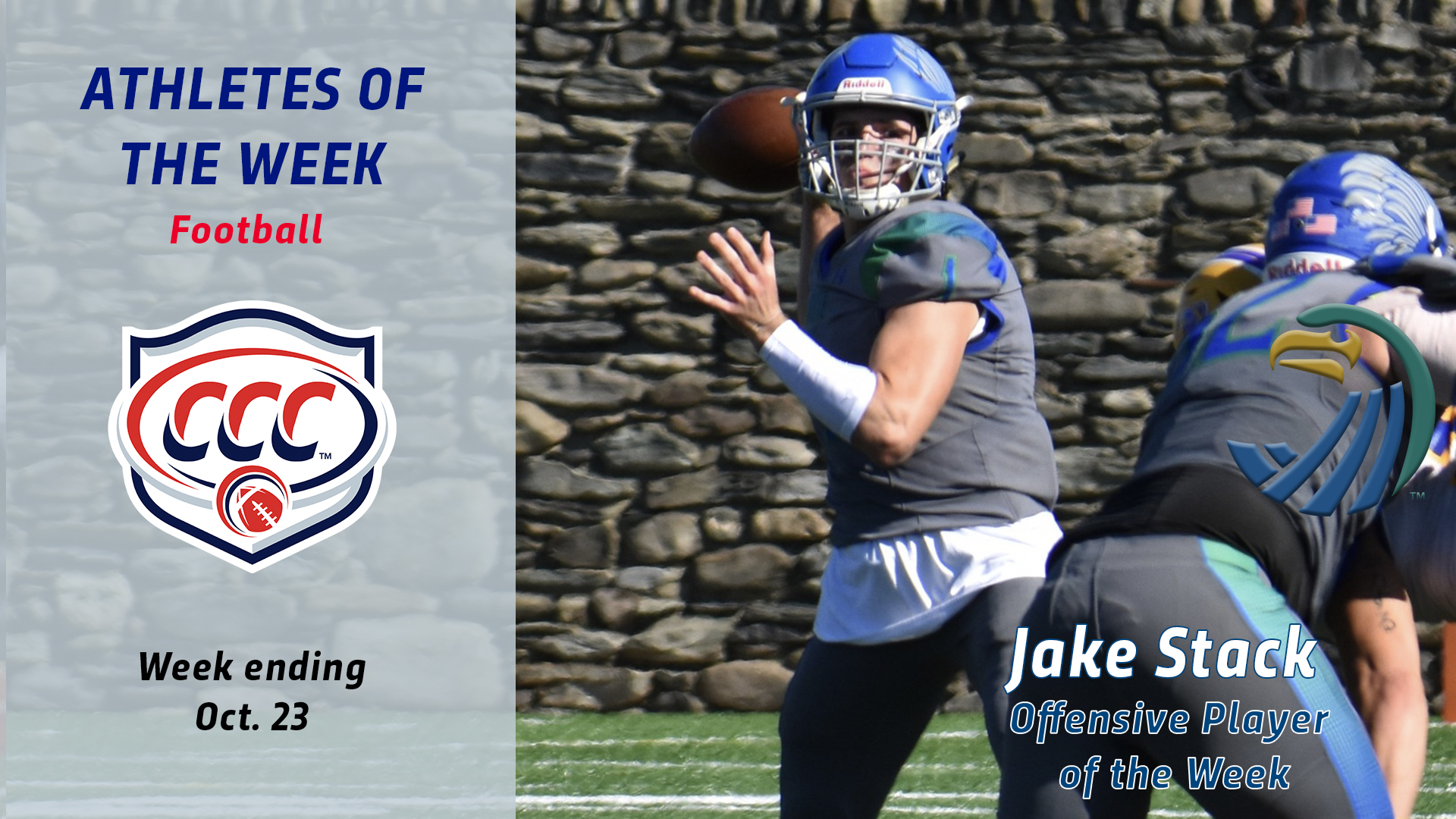 Jake Stack earned CCC Offensive Player of the Week.