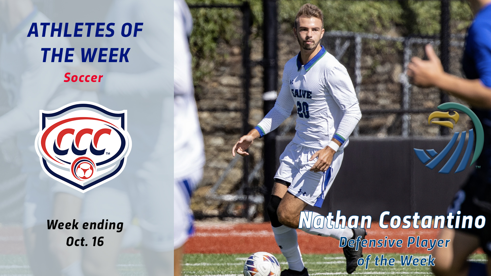 Nathan Costantino was named CCC Defensive Player of the Week.