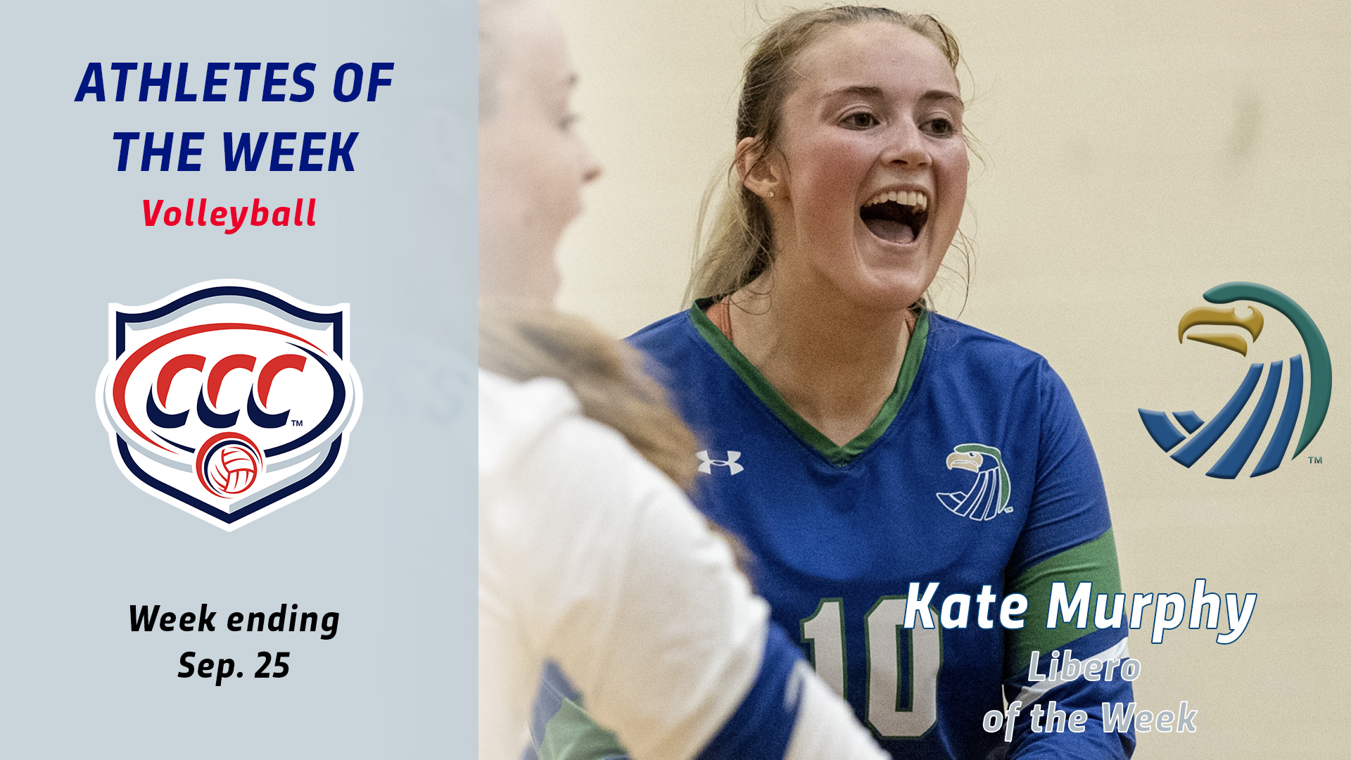 Kate Murphy was named CCC Libero of the Week.